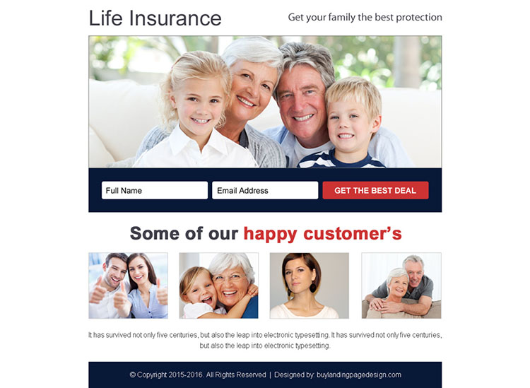 life insurance best deal free quote ppv landing page design