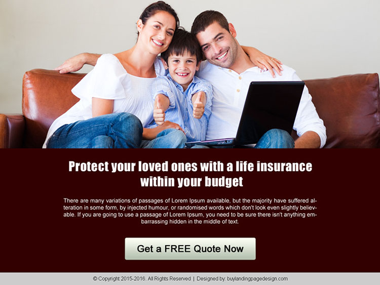 life insurance call to action ppv landing page design template