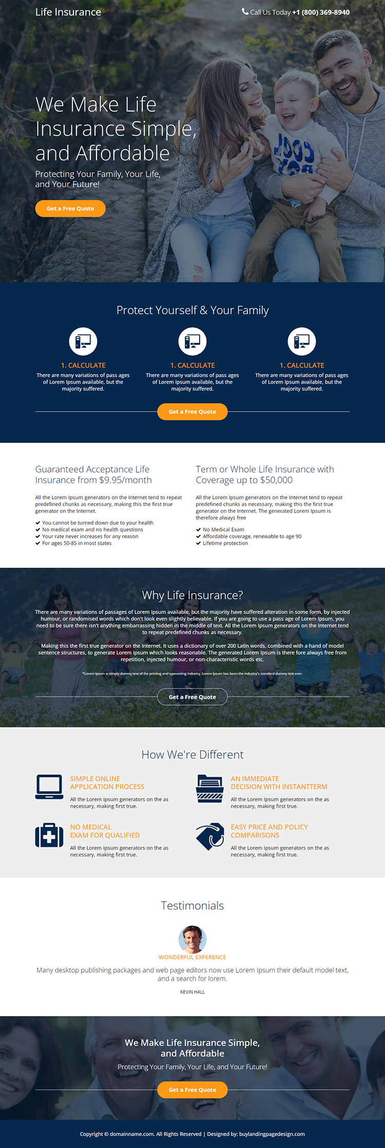 life insurance company lead capture responsive landing page