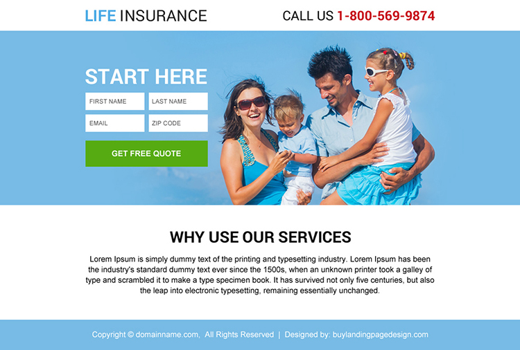 life insurance service lead generating ppv design