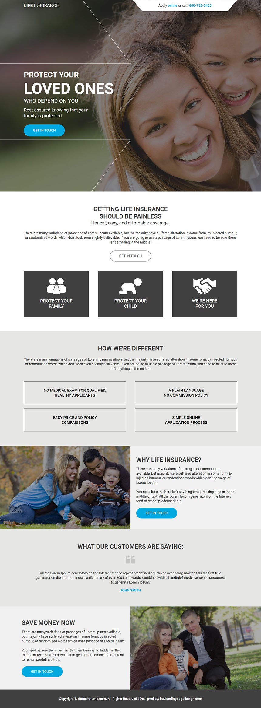 life insurance service responsive landing page