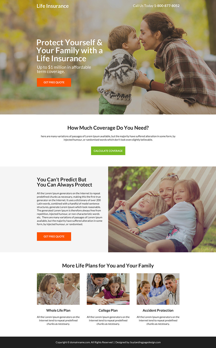 life insurance quotes responsive landing page design