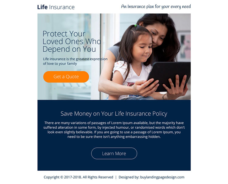 life insurance free quote lead generating ppv landing page