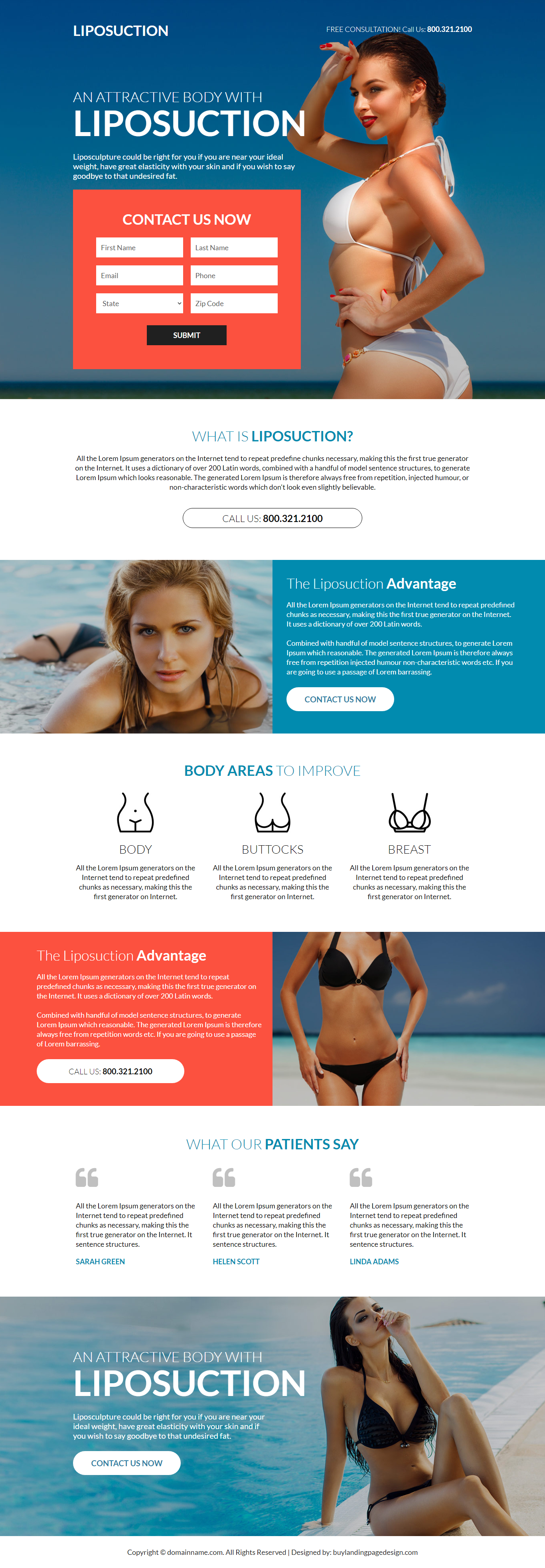 liposuction surgery responsive landing page design