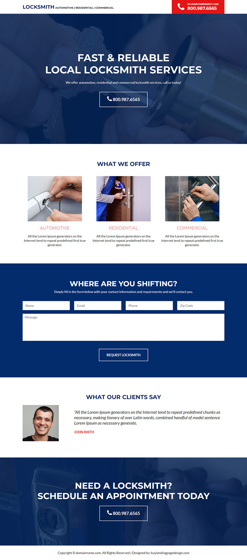 reliable locksmith service responsive landing page