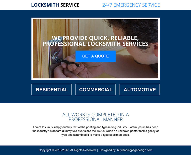 locksmith service lead generating ppv landing page design