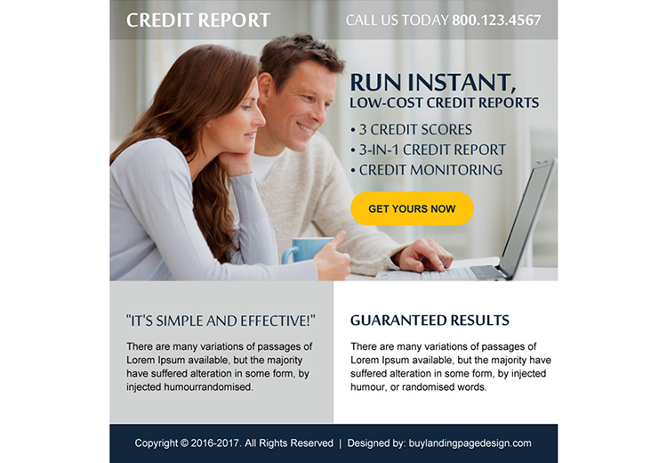 low cost credit report free quote ppv landing page