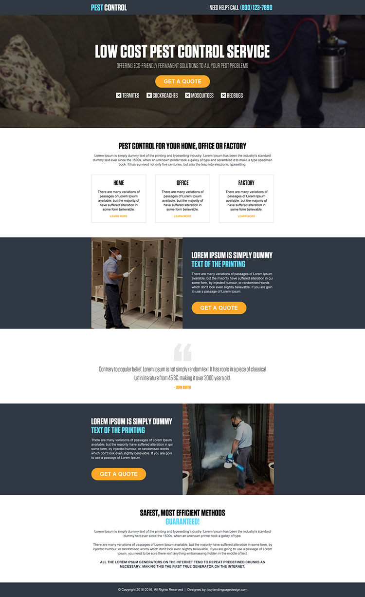 pest control company service responsive landing page