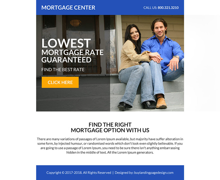 low mortgage rate guaranteed ppv landing page design