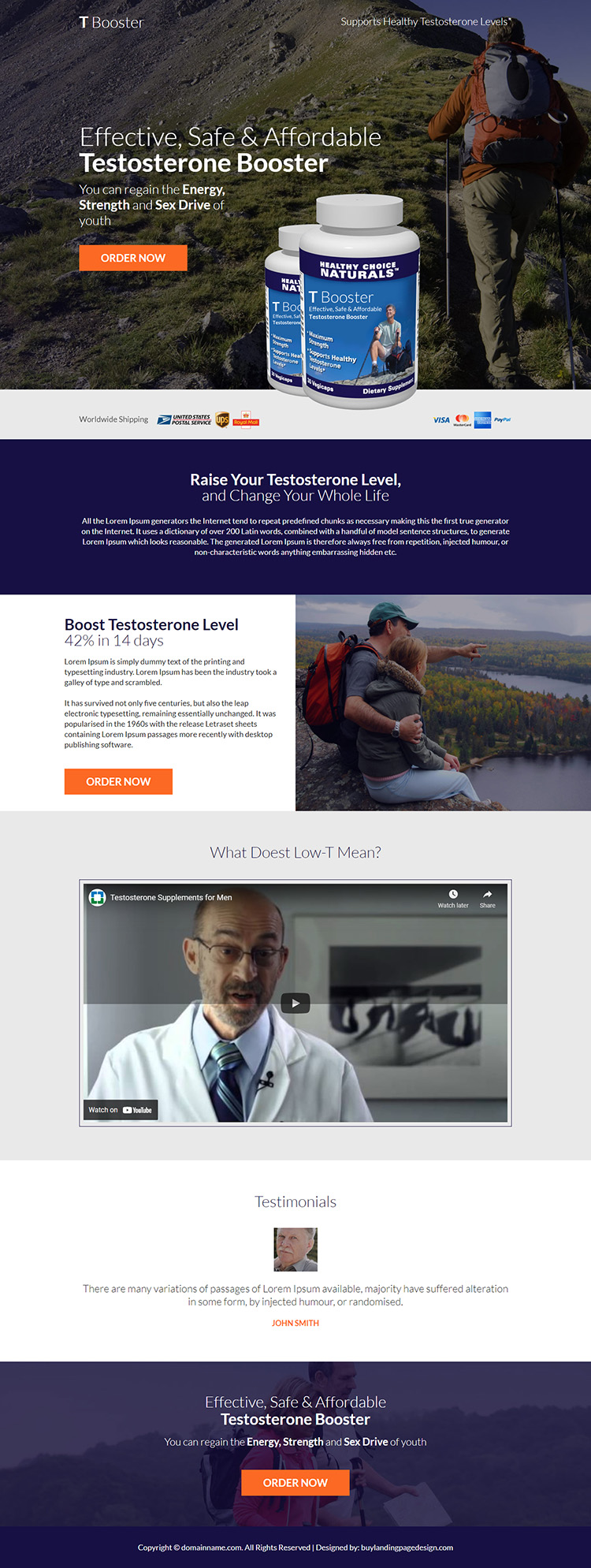 affordable testosterone booster product responsive landing page