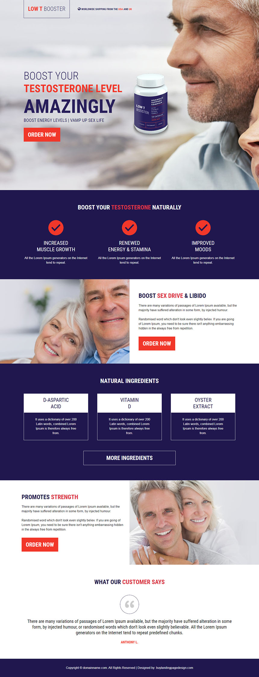 low testosterone supplement responsive landing page