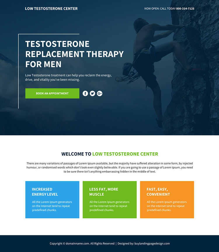 low testosterone therapy lead funnel responsive landing page