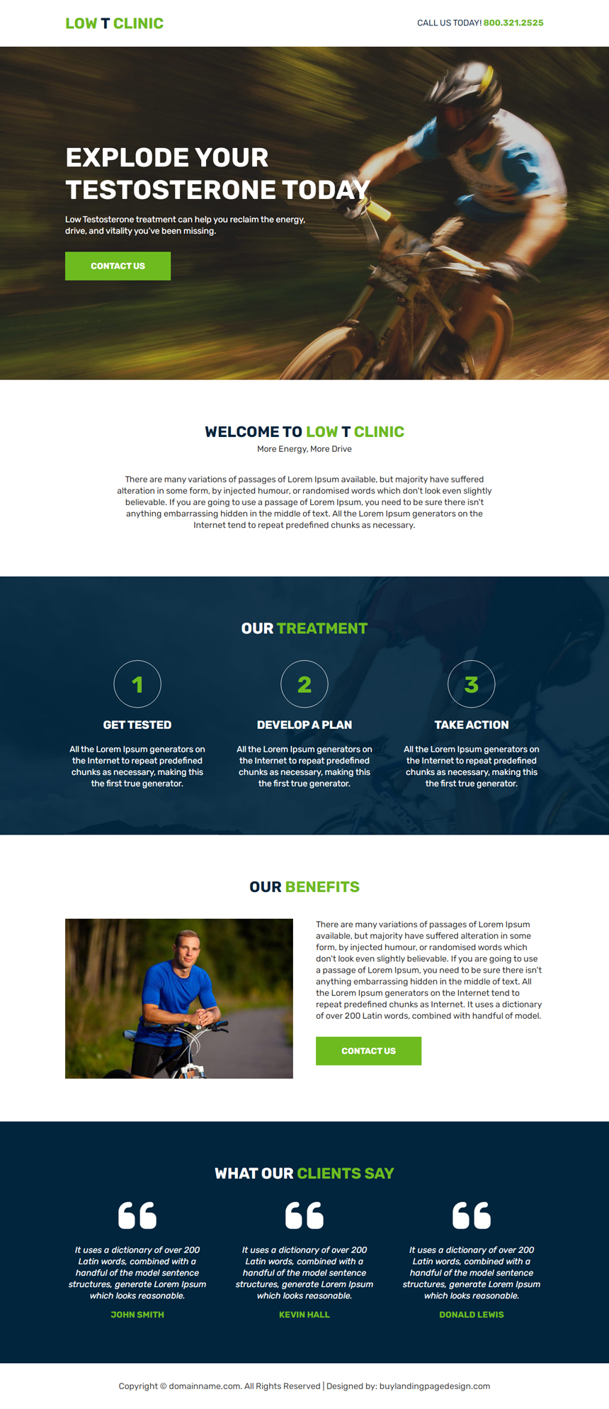 low testosterone treatment lead capture landing page