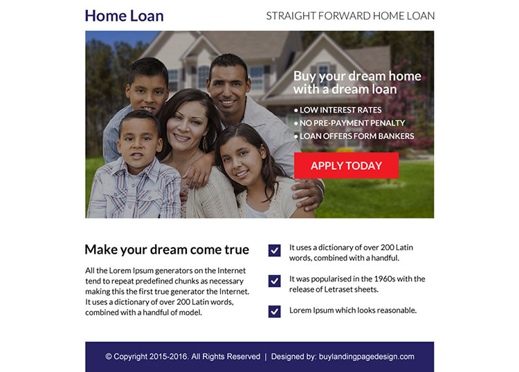 home loan online application ppv landing page design