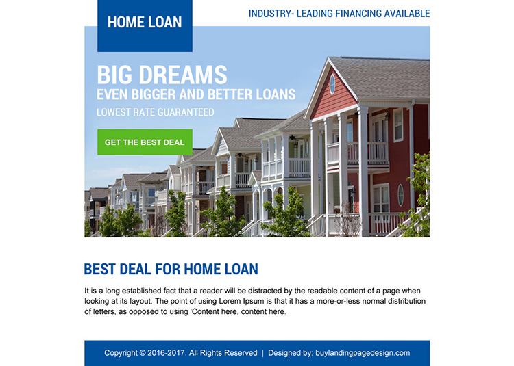 lowest home loan deal ppv landing page design