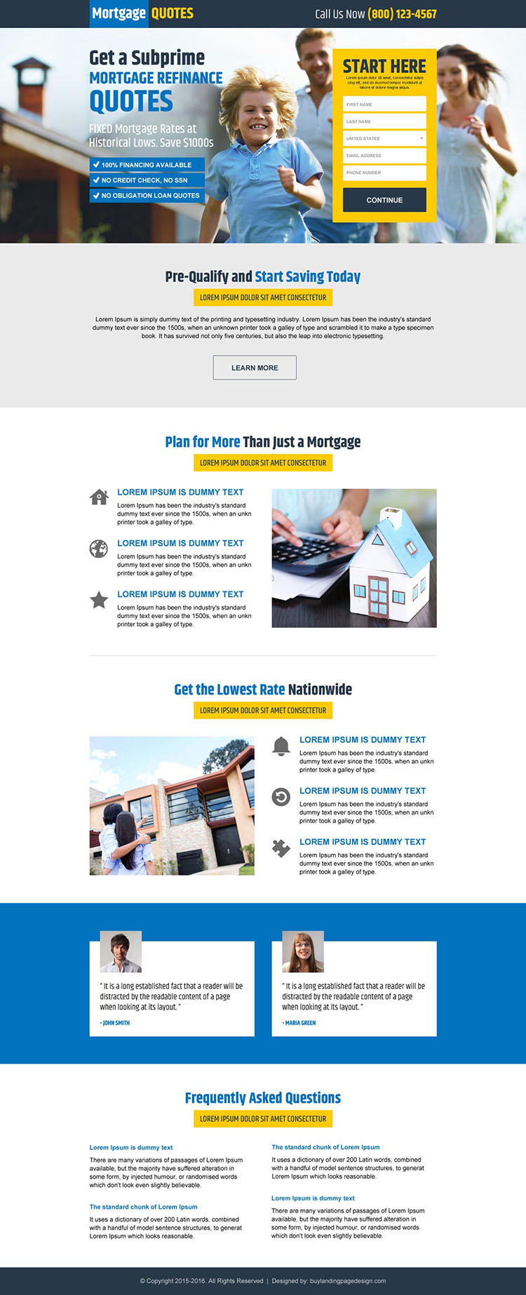lowest rate mortgage finance quote responsive landing page