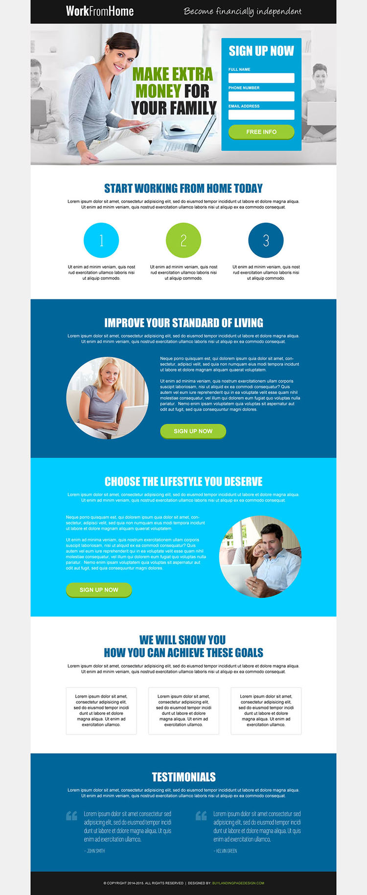 earn extra money from home responsive landing page design