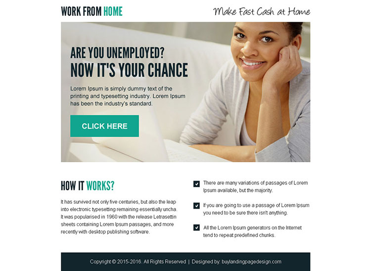 make fast cash at home call to action ppv landing page design