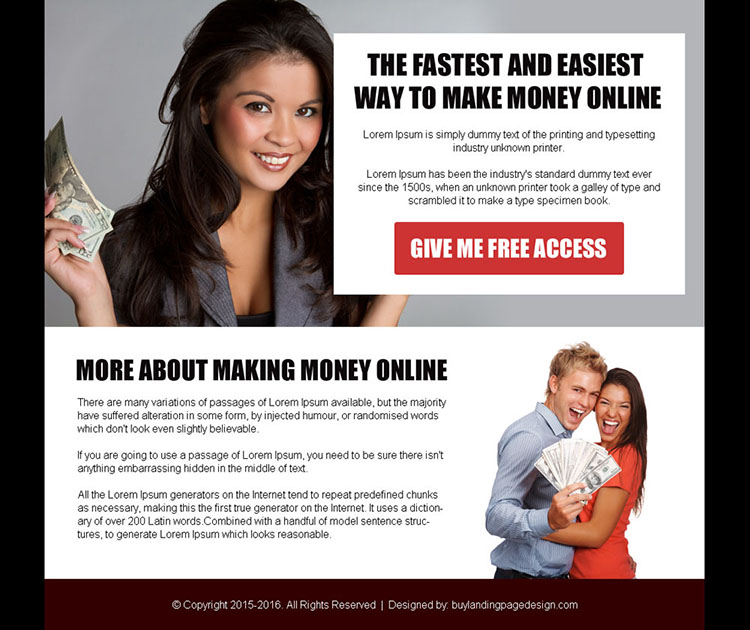 make money online free access ppv landing page design