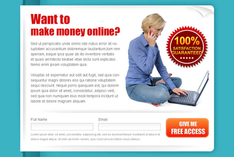 make money online lead capture clean and converting ppv landing page design template