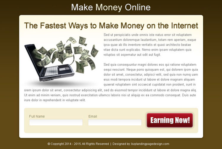 fastest way to make money on the internet effective ppv landing page design