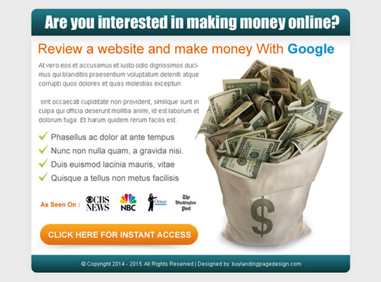 review a website and make money with google call to action ppv landing page design