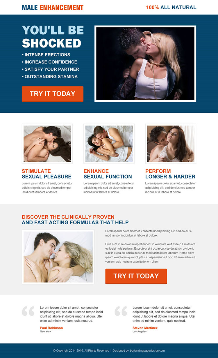 clinically proven and fast acting male enhancement product landing page design