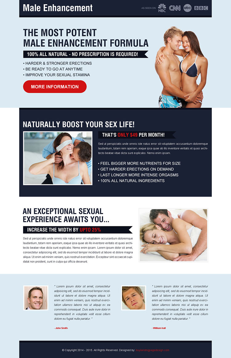 most potent male enhancement formula creative call to action landing page