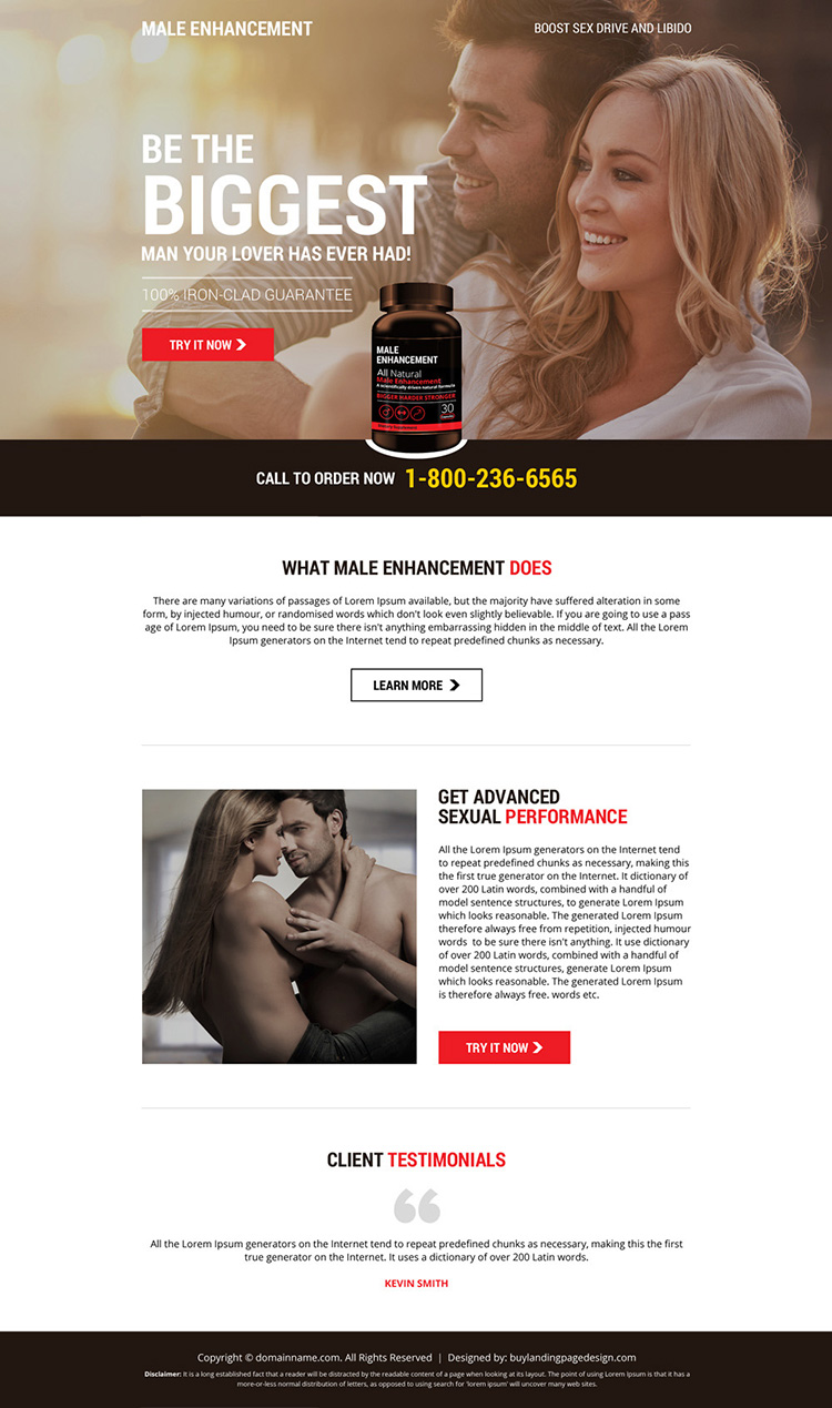 male enhancement responsive landing page design