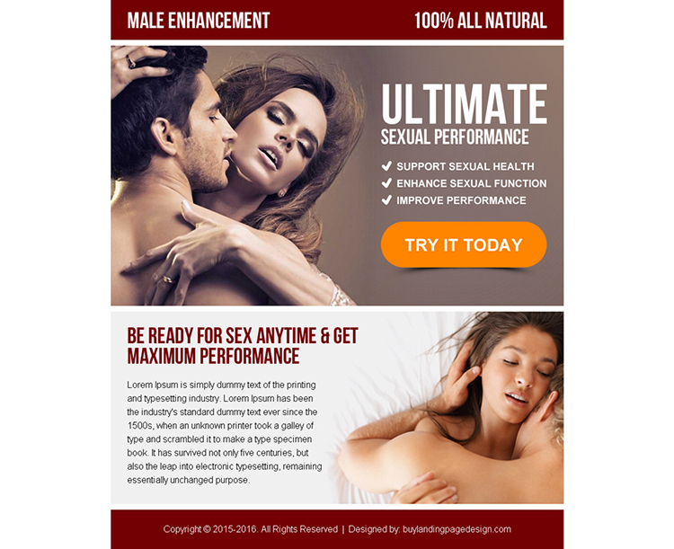 male enhancement call to action ppv landing page design