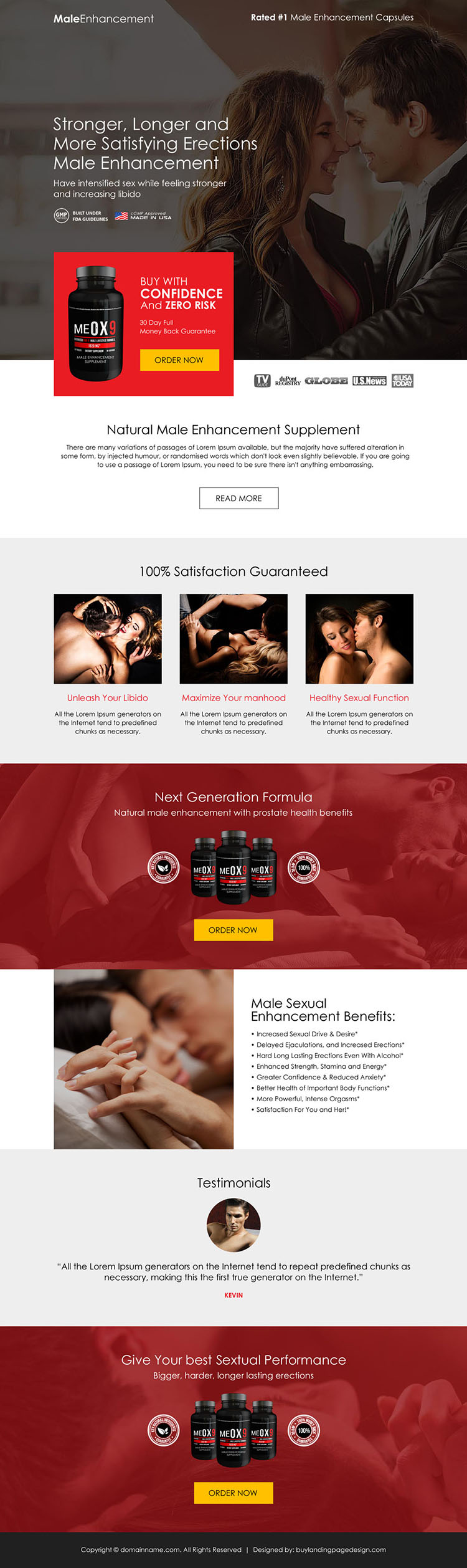 male enhancement product sales boosting responsive landing page