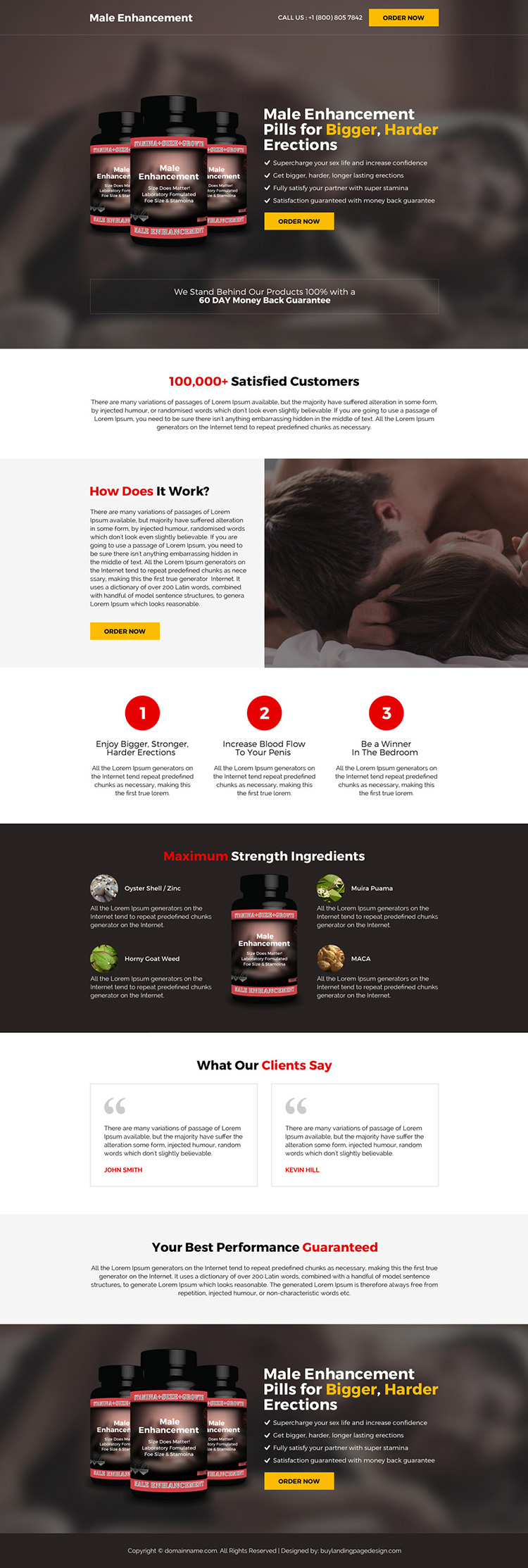 male enhancement supplement selling bootstrap landing page