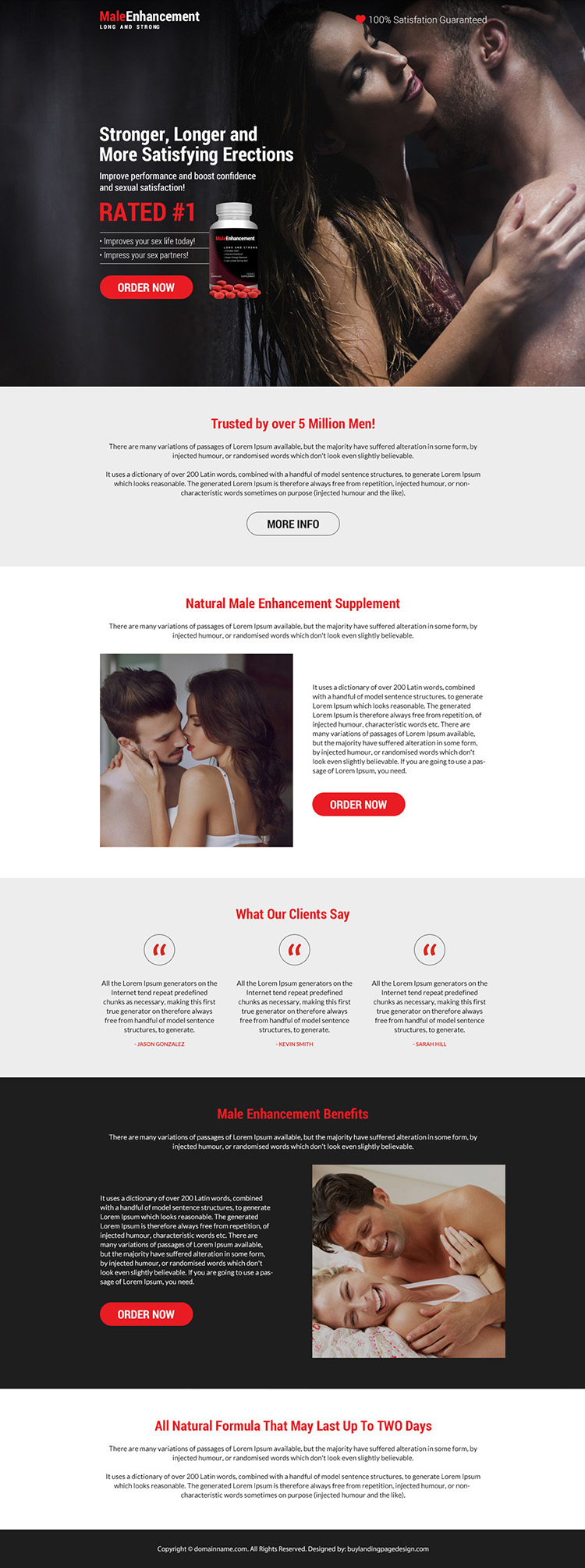 natural male enhancement supplement selling bootstrap landing page