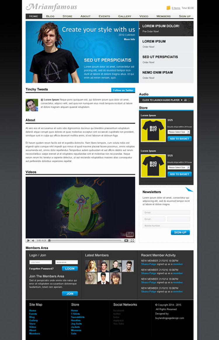 man fashion website template design psd