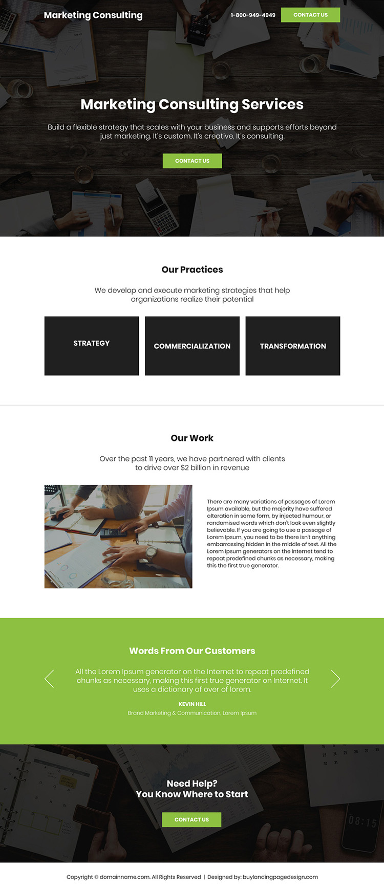 marketing consultancy services bootstrap landing page design