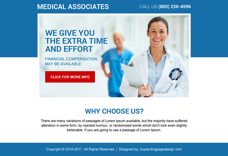 clean medical associates ppv landing page design