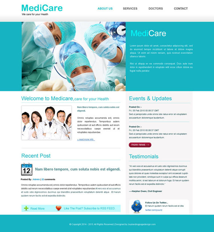 medicare clean website template design