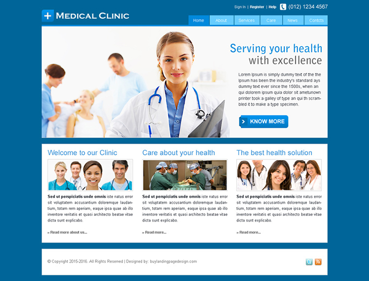 medical clinic website template design psd for sale