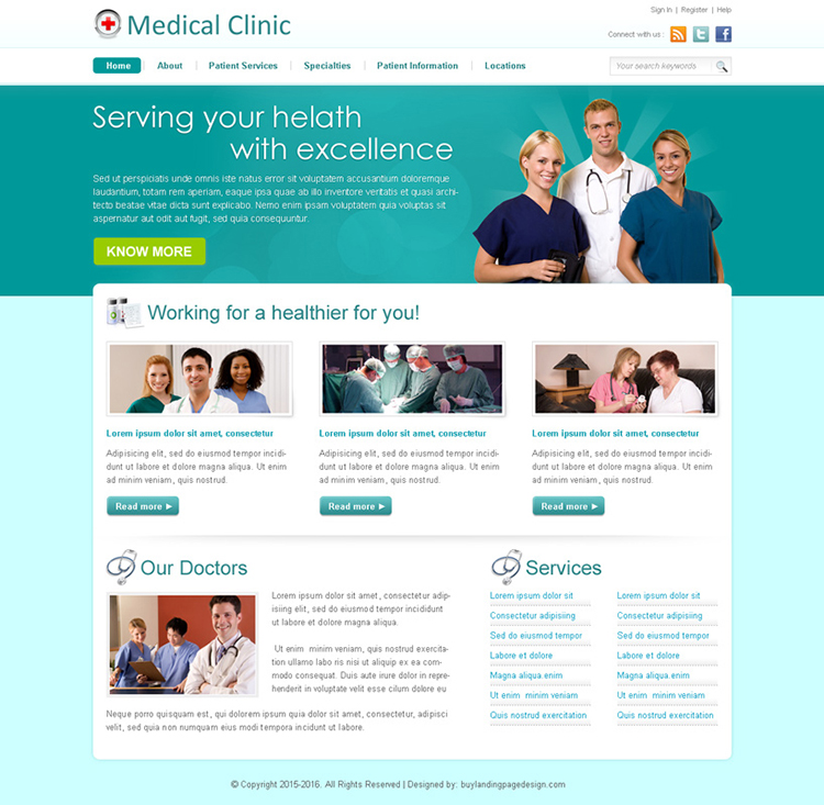 medical clinic professional website template design psd to create your website