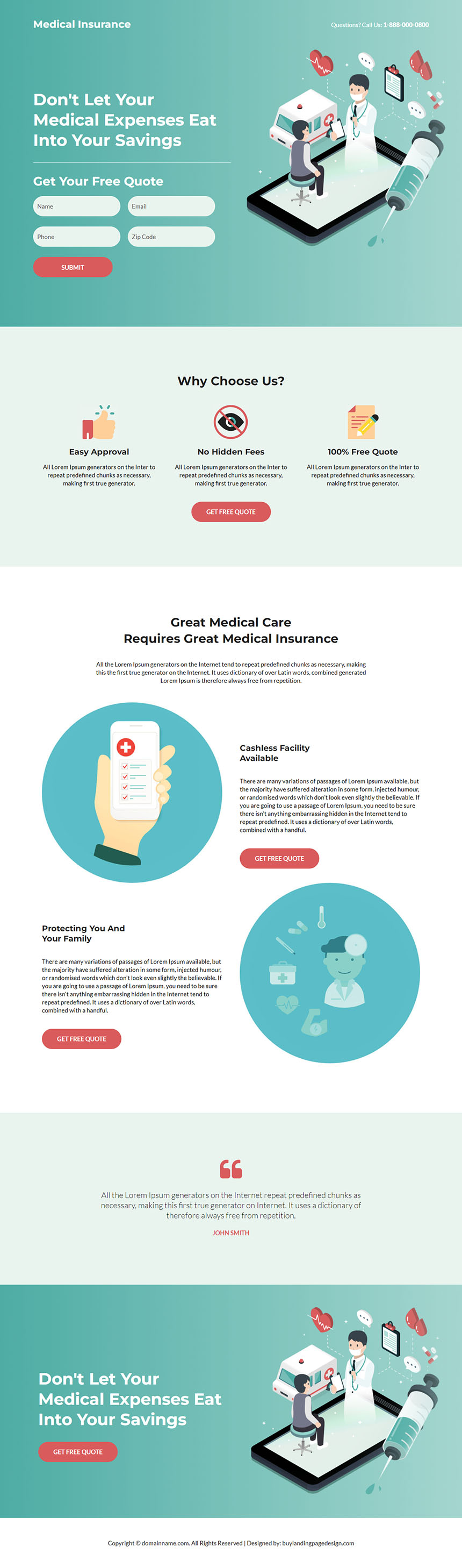 medical insurance responsive landing page design