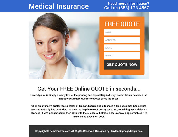 medical insurance service lead capture PPV design