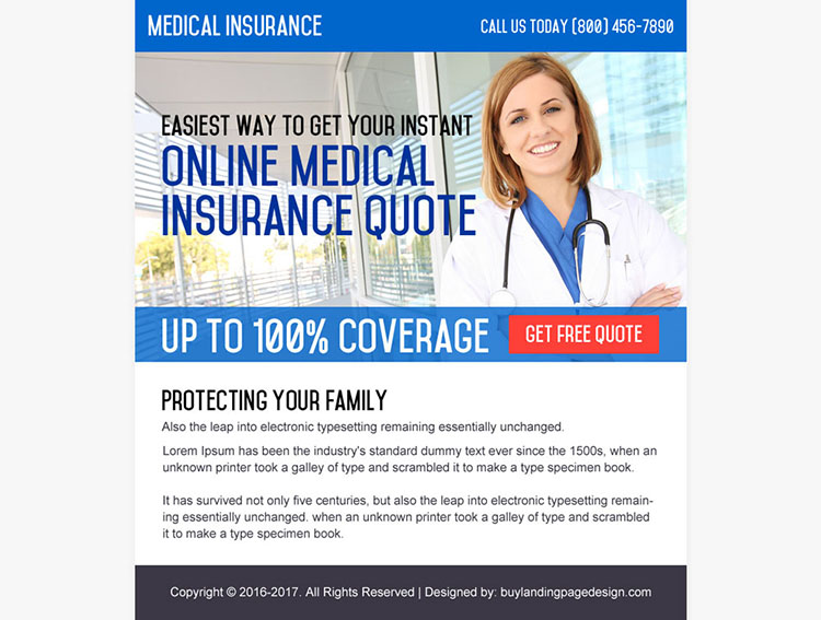 medical insurance ppv landing page design
