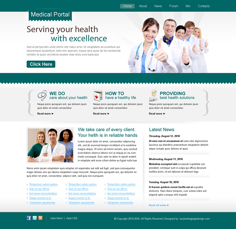 clean medical portal website template design psd