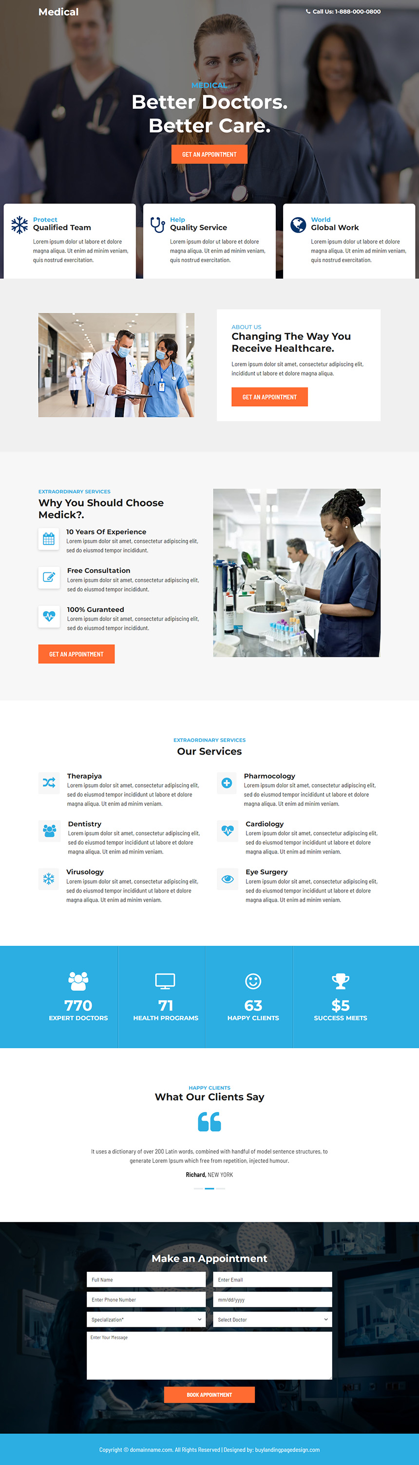 medical service appointment booking responsive landing page