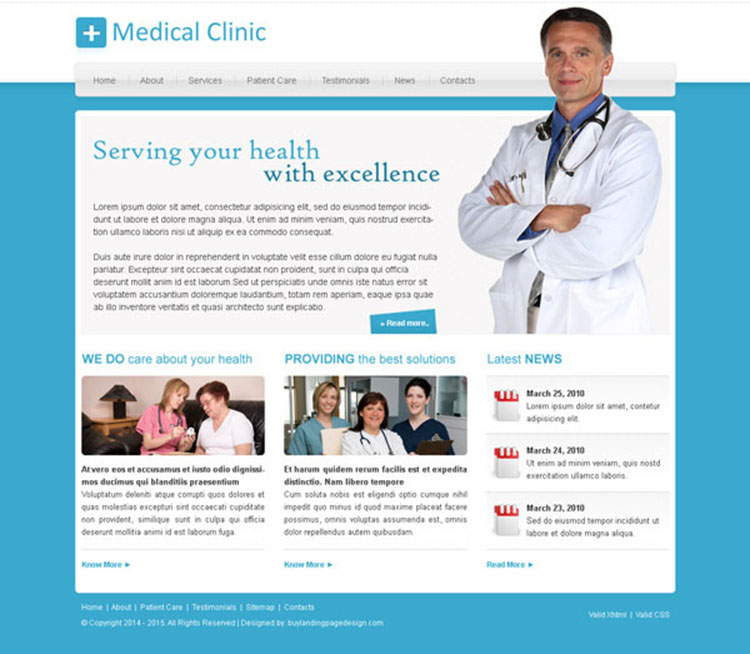 medical service clean and minimal website template design psd