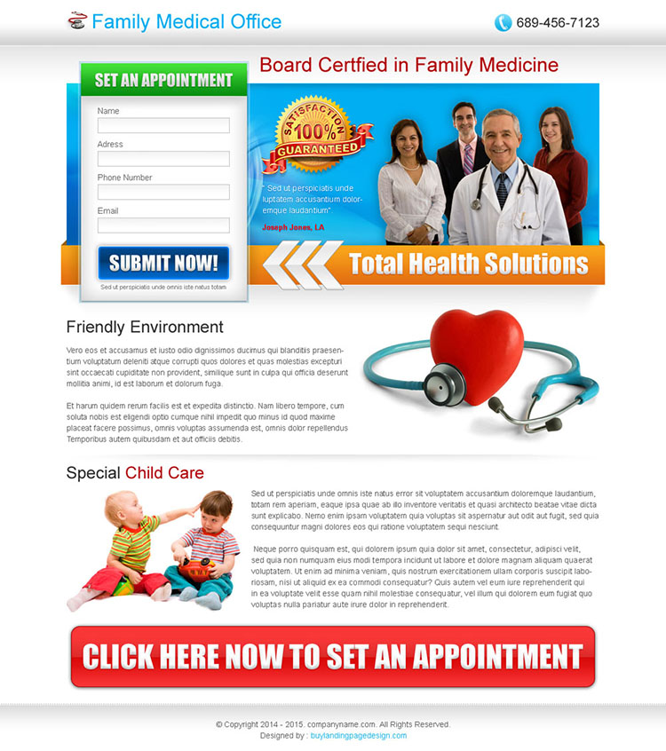 medical service lead capture landing page design