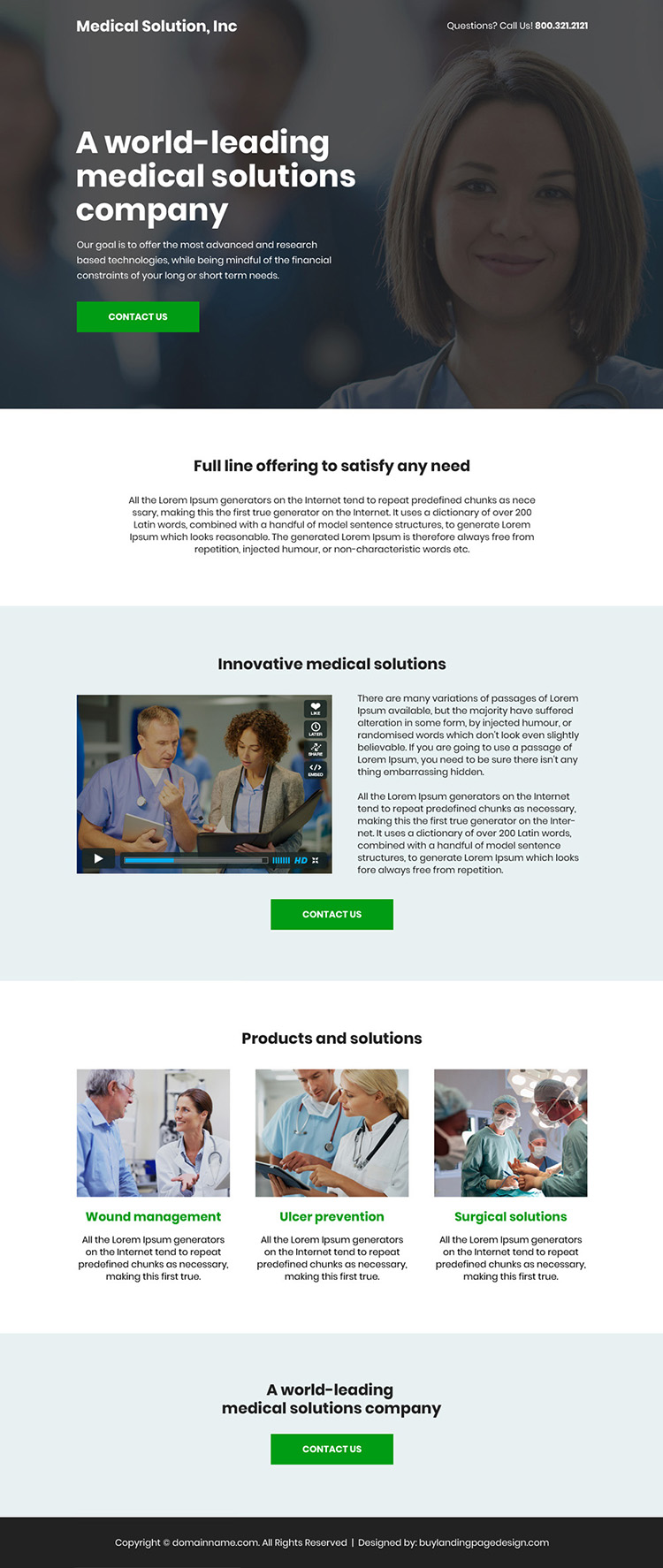 medical solution company bootstrap landing page design