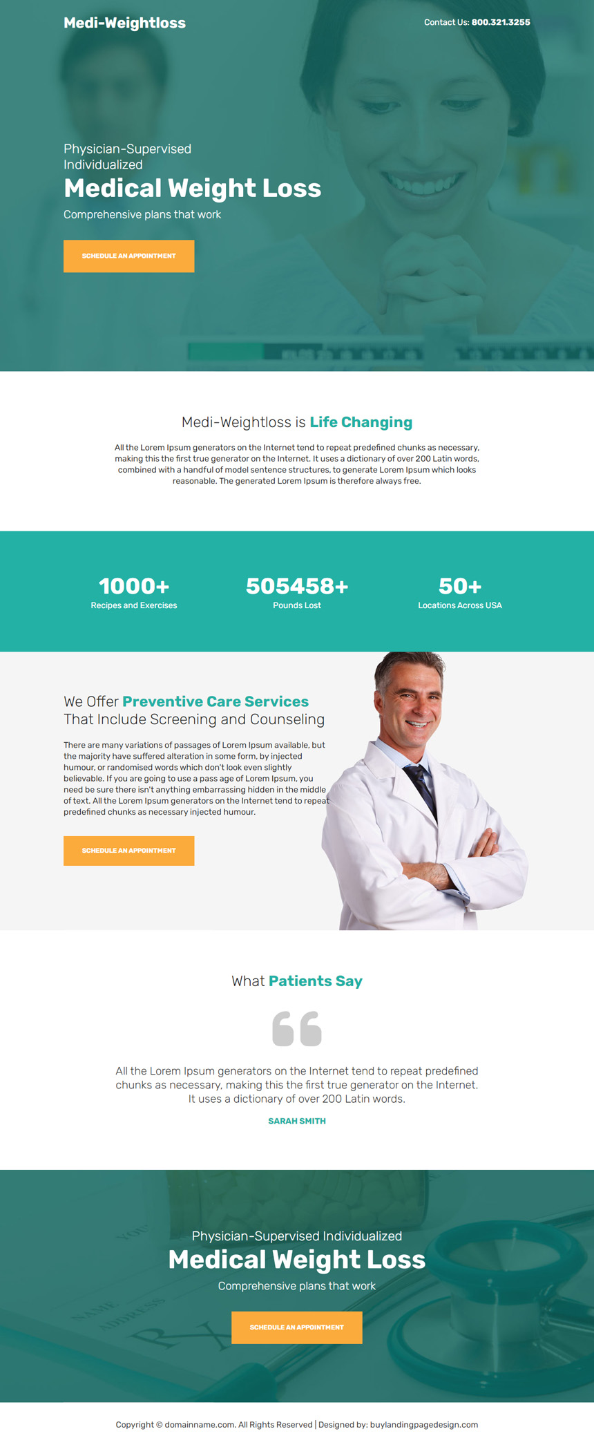 medical weight loss lead capture landing page design