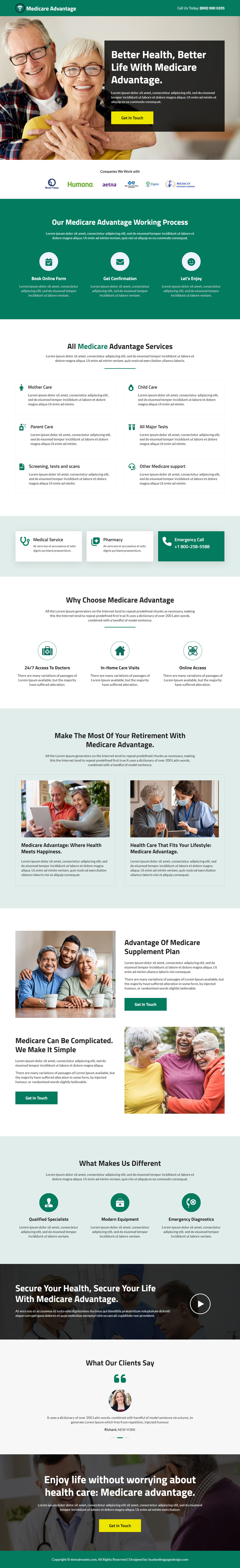 professional medicare advantage responsive landing page