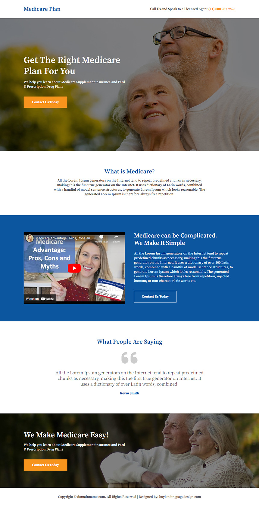 medicare plan mini responsive landing page design